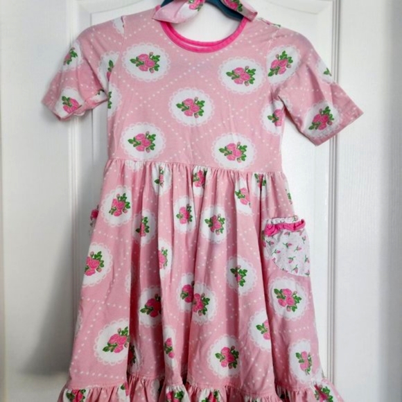 Size 7/8 Eleanor Rose dress and matching headband - Picture 4 of 4